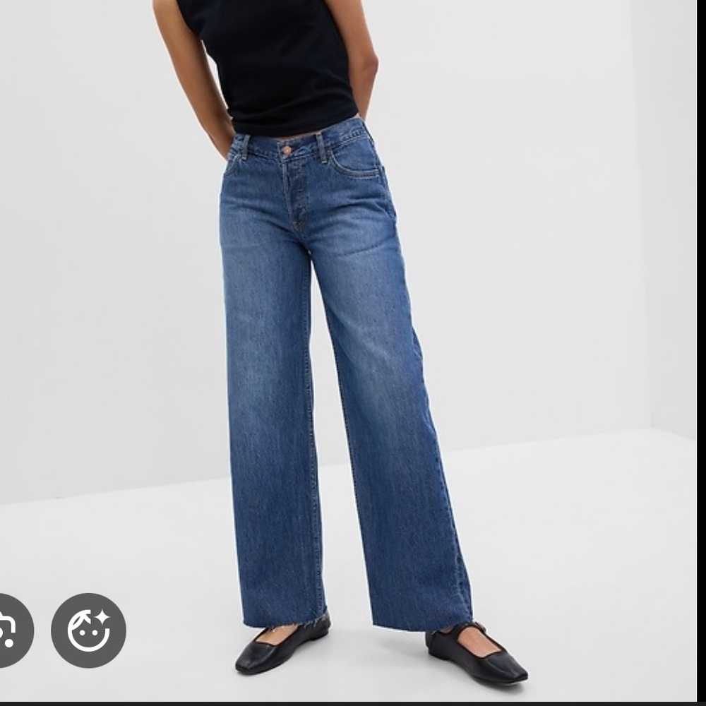 GAP BetterMade Raw Hem Denim Low Rise Stride Dark Indigo Button Fly Jean Raw Hem